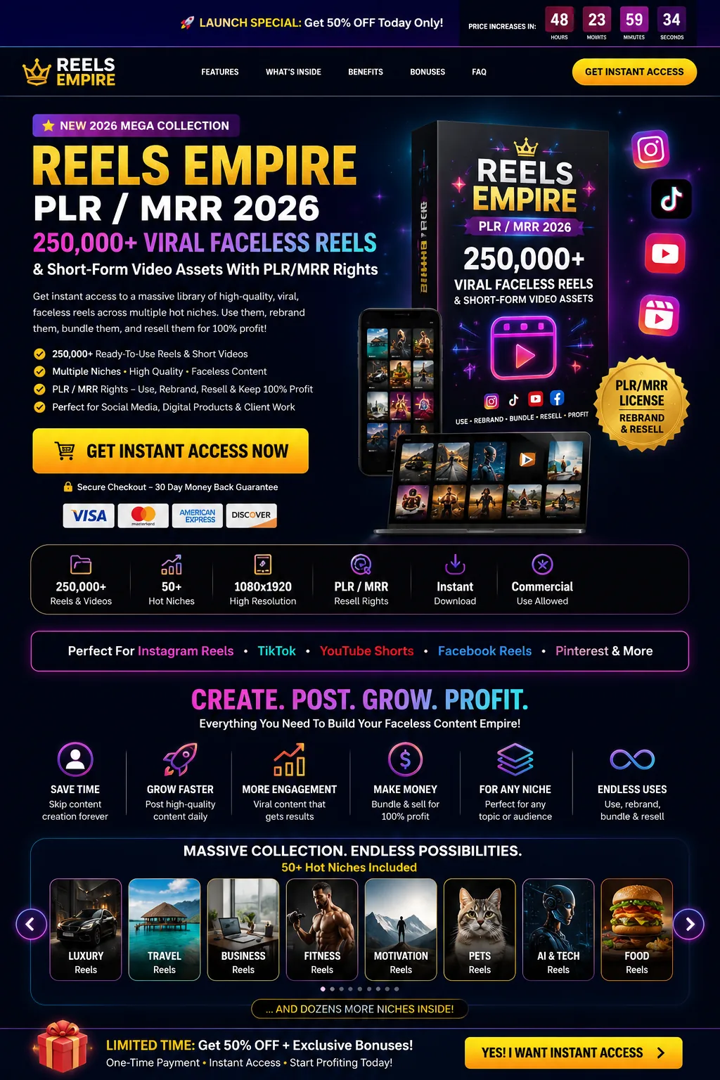 Reels Empire PLR/MRR 2026 product preview